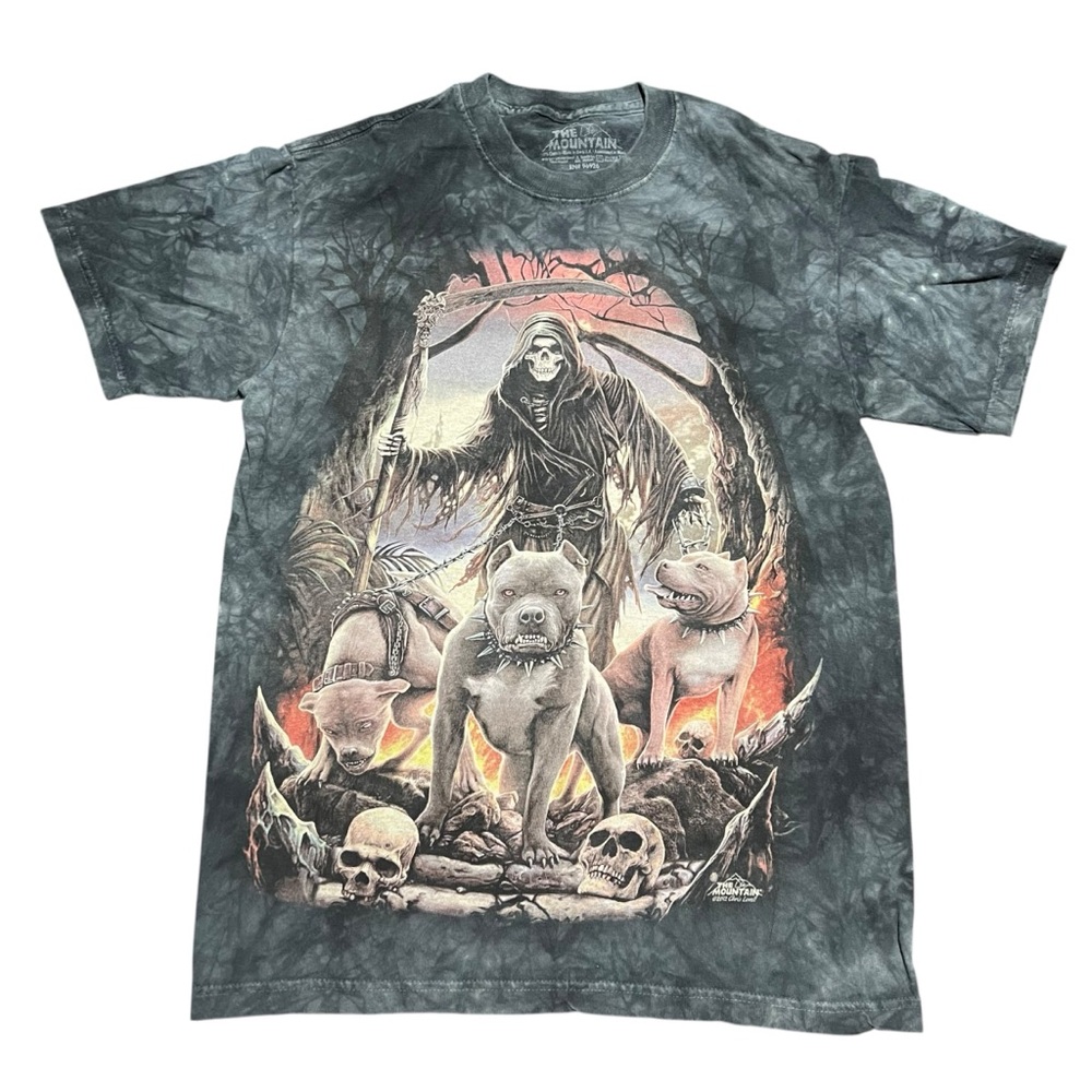 Grim Reaper Pit Bulls Grey Tie Dye Unisex T-Shirt 2012 Chris Lovell Size Small